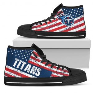 America Flag Italic Vintage Style Tennessee Titans High Top Shoes