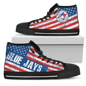 America Flag Italic Vintage Style Toronto Blue Jays High Top Shoes