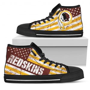 America Flag Italic Vintage Style Washington Redskins High Top Shoes