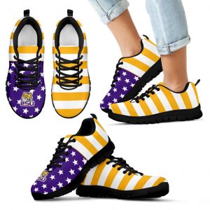 America Flag Logo Bottom Stripes LSU Tigers Sneakers