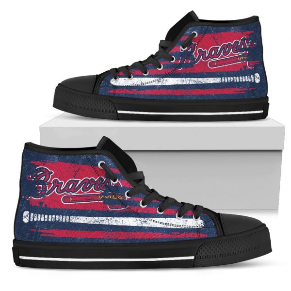 American Flag Vintage Baseball Atlanta Braves High Top Shoes