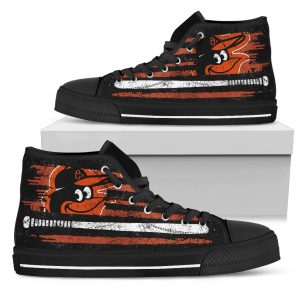 American Flag Vintage Baseball Baltimore Orioles High Top Shoes