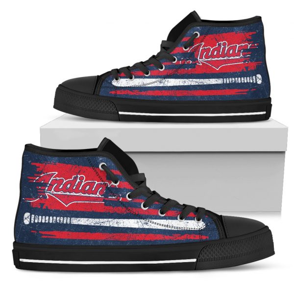 American Flag Vintage Baseball Cleveland Indians High Top Shoes