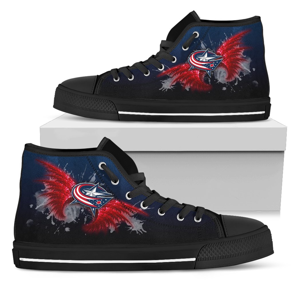 Angel Wings Columbus Blue Jackets High Top Shoes Angel Wings Columbus Blue Jackets High Top Shoes