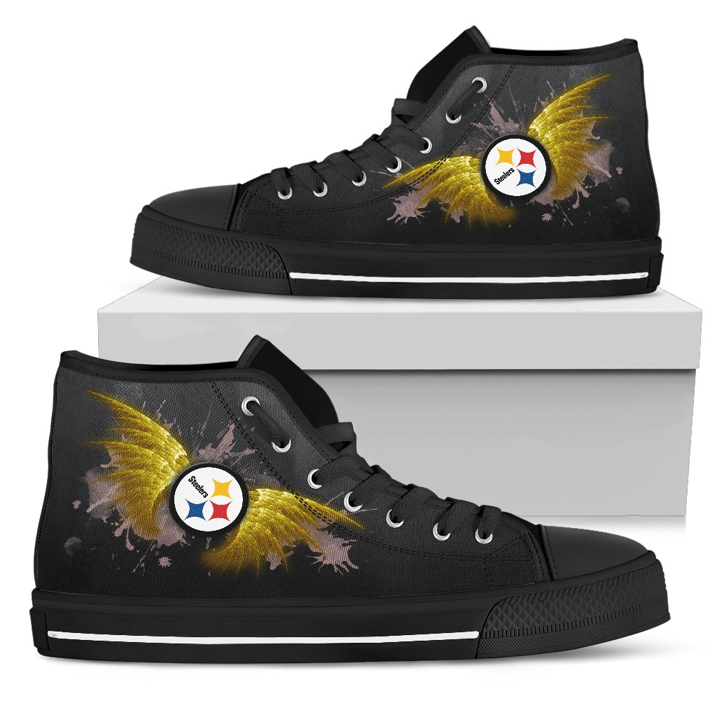 Angel Wings Pittsburgh Steelers High Top Shoes Angel Wings Pittsburgh Steelers High Top Shoes