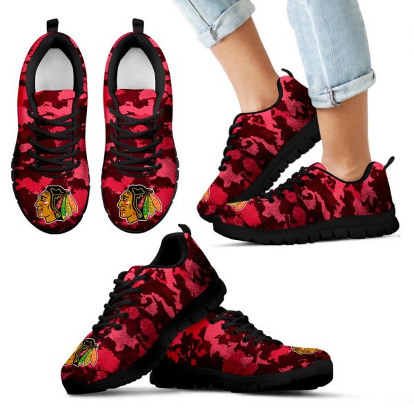 Arches Top Fabulous Camouflage Background Chicago Blackhawks Sneakers