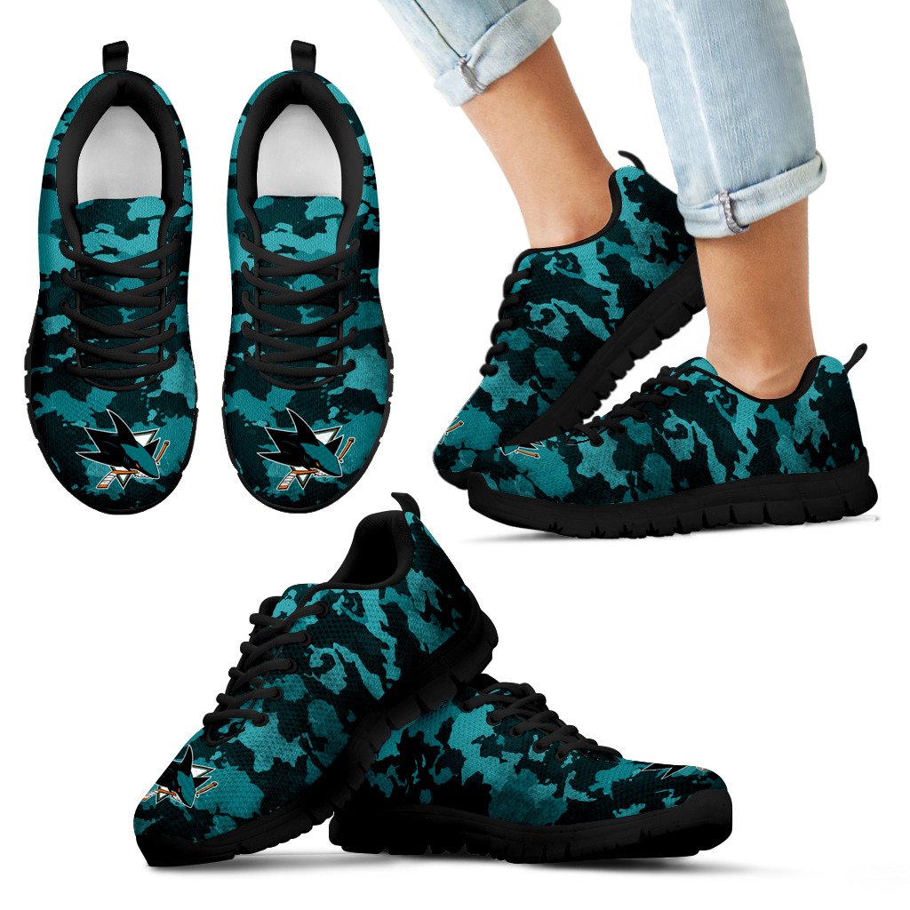 Arches Top Fabulous Camouflage Background San Jose Sharks Sneakers Arches Top Fabulous Camouflage Background San Jose Sharks Sneakers