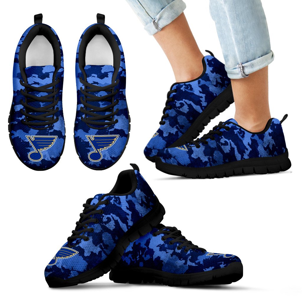 Arches Top Fabulous Camouflage Background St. Louis Blues Sneakers Arches Top Fabulous Camouflage Background St. Louis Blues Sneakers