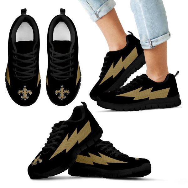 Awesome New Orleans Saints Sneakers Thunder Lightning Amazing Logo