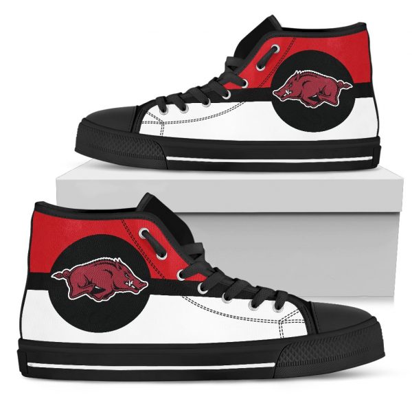 Bright Colours Open Sections Great Logo Arkansas Razorbacks High Top Shoes