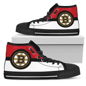 Bright Colours Open Sections Great Logo Boston Bruins High Top Shoes