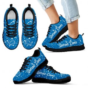 Christmas Snowing Incredible Pattern Detroit Lions Sneakers