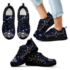 Christmas Snowing Incredible Pattern Milwaukee Brewers Sneakers