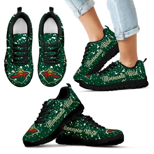 Christmas Snowing Incredible Pattern Minnesota Wild Sneakers