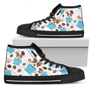 Coffee Pitbull Fabric Pattern High Top Shoes