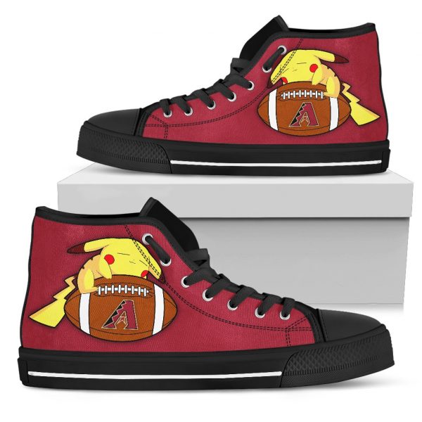 Cool Pikachu Laying On Ball Arizona Diamondbacks High Top Shoes