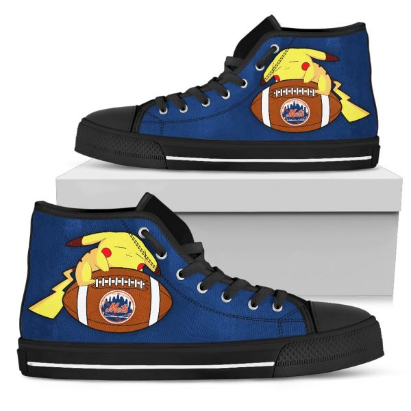 Cool Pikachu Laying On Ball New York Mets High Top Shoes