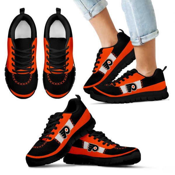 Cross Thread Seamless Beautiful Logo Philadelphia Flyers Sneakers