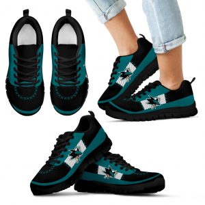 Cross Thread Seamless Beautiful Logo San Jose Sharks Sneakers