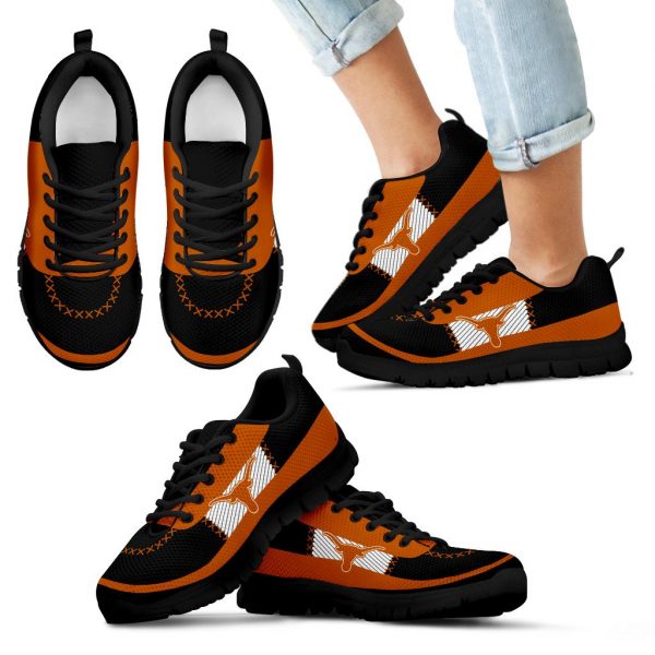 Cross Thread Seamless Beautiful Logo Texas Longhorns Sneakers