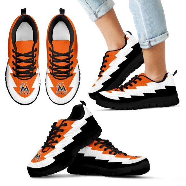 Custom Printed Miami Marlins Sneakers Jagged Saws Creative Draw