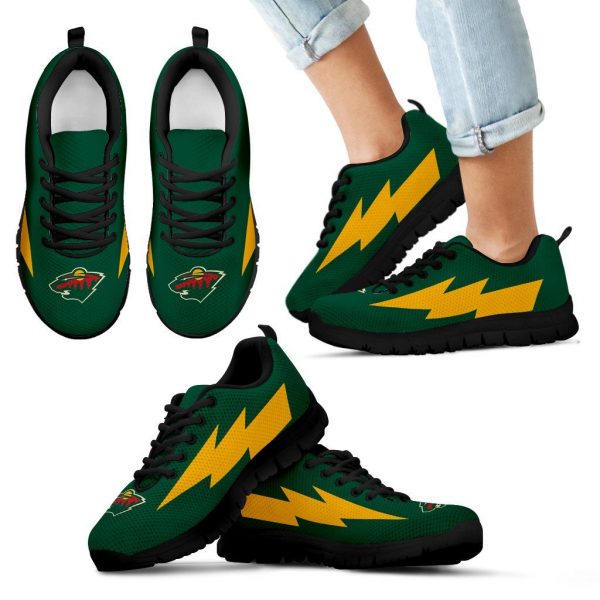 Cute Style Minnesota Wild Sneakers Thunder Lightning Amazing Logo