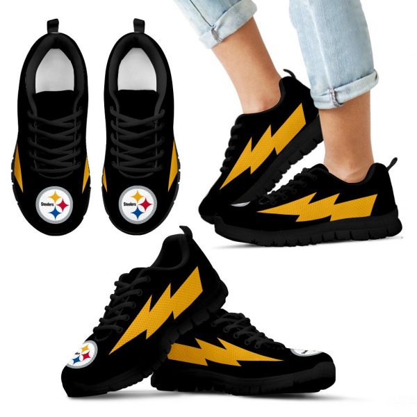 Cute Style Pittsburgh Steelers Sneakers Thunder Lightning Amazing Logo