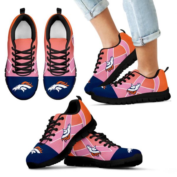 Denver Broncos Cancer Pink Ribbon Sneakers
