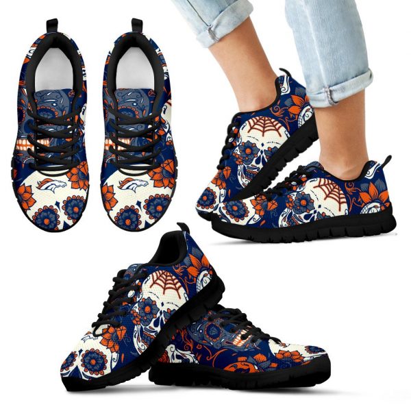 Denver Broncos Colorful Sugar Skull Sneakers