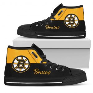 Divided Colours Stunning Logo Boston Bruins High Top Shoes