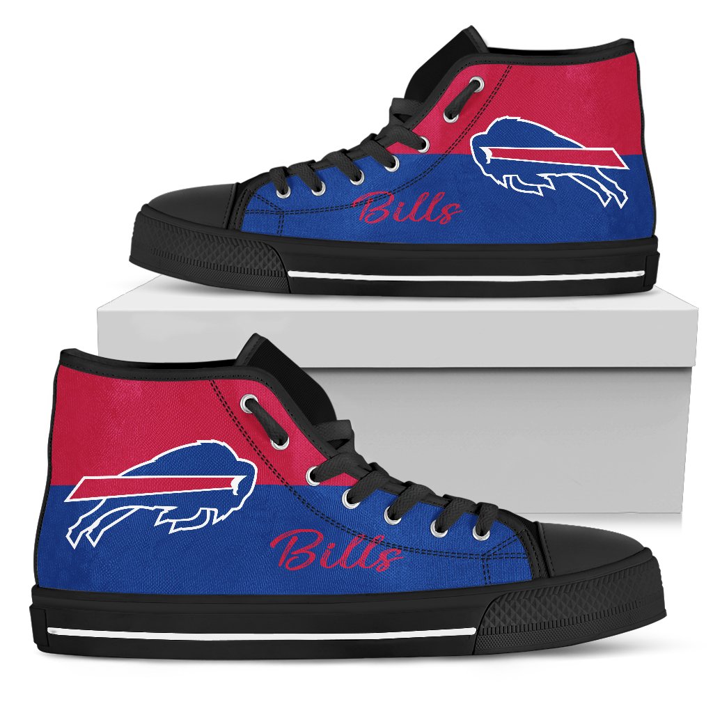 Divided Colours Stunning Logo Buffalo Bills High Top Shoes Divided Colours Stunning Logo Buffalo Bills High Top Shoes
