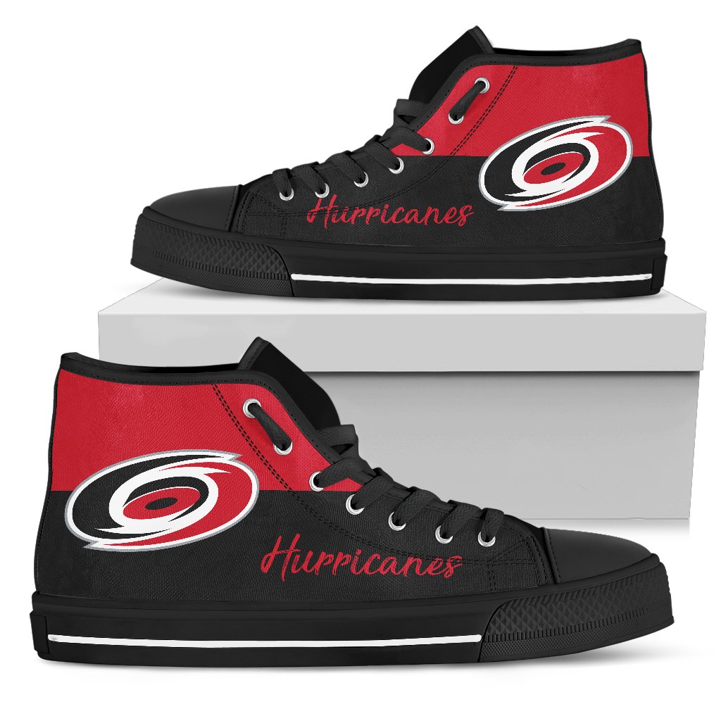 Divided Colours Stunning Logo Carolina Hurricanes High Top Shoes Divided Colours Stunning Logo Carolina Hurricanes High Top Shoes