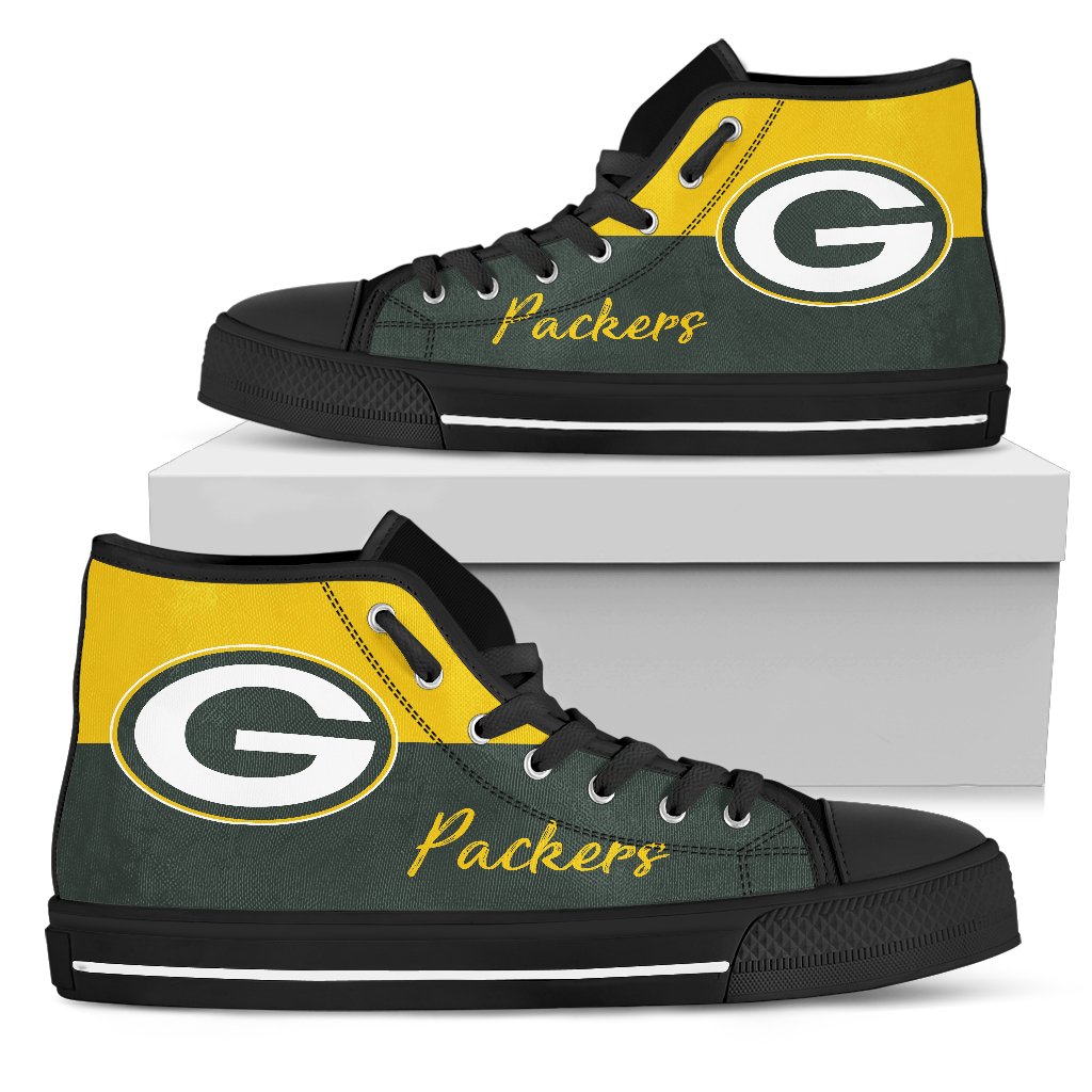 Divided Colours Stunning Logo Green Bay Packers High Top Shoes Divided Colours Stunning Logo Green Bay Packers High Top Shoes