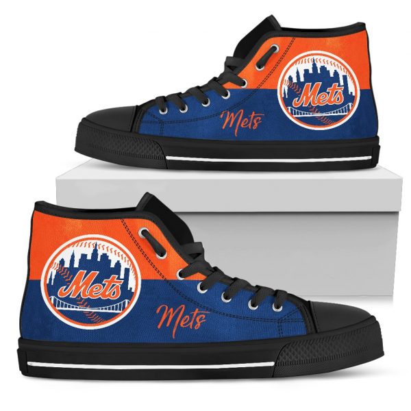 Divided Colours Stunning Logo New York Mets High Top Shoes