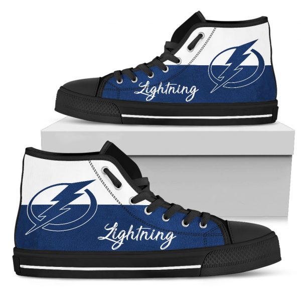 Divided Colours Stunning Logo Tampa Bay Lightning High Top Shoes