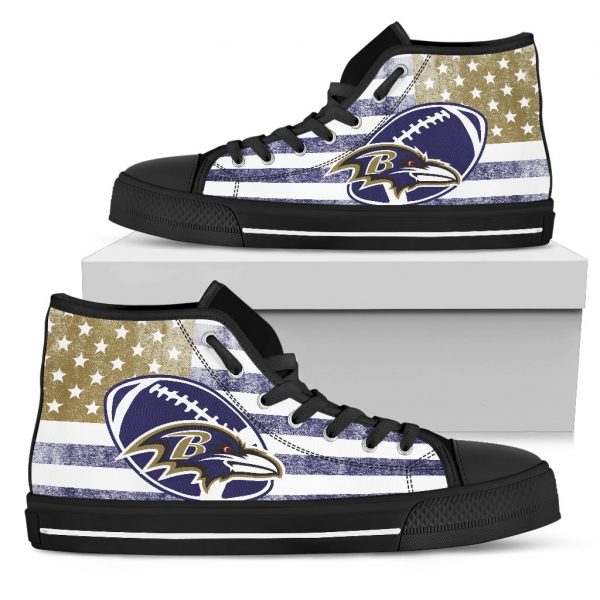 Flag Rugby Baltimore Ravens High Top Shoes