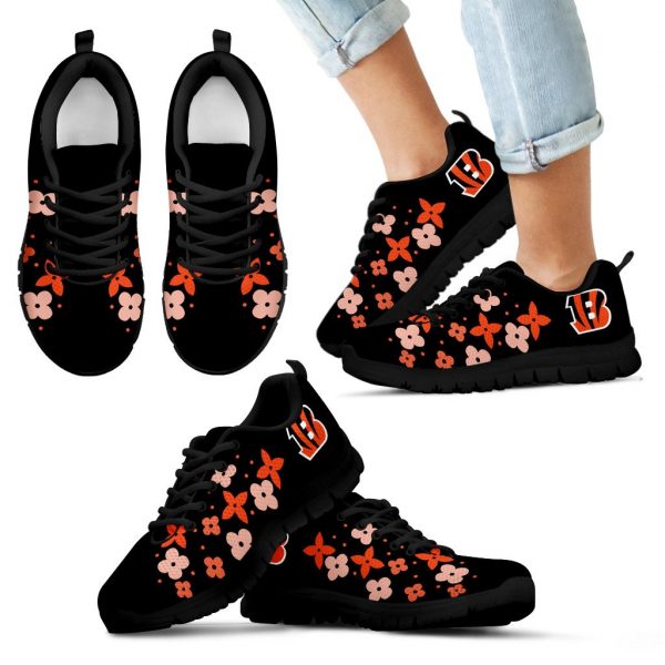 Flowers Pattern Cincinnati Bengals Sneakers