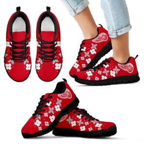 Flowers Pattern Detroit Red Wings Sneakers