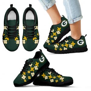 Flowers Pattern Green Bay Packers Sneakers