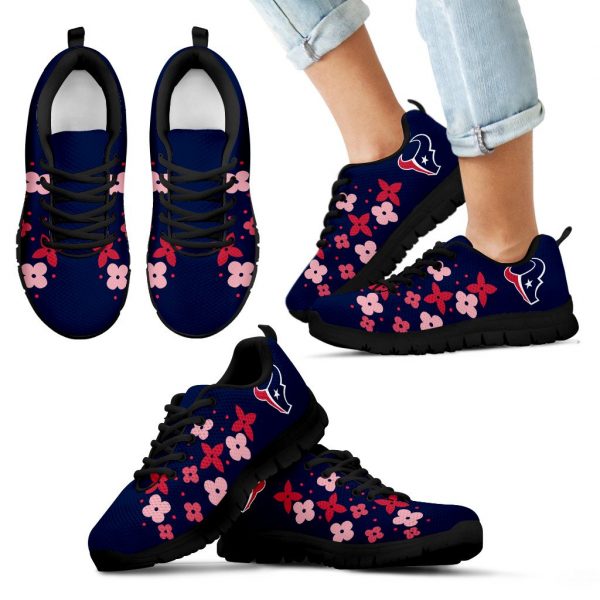 Flowers Pattern Houston Texans Sneakers