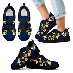 Flowers Pattern Nashville Predators Sneakers