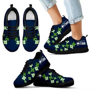 Flowers Pattern Seattle Seahawks Sneakers