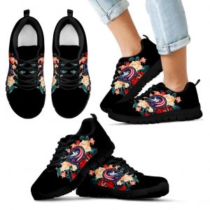 Gorgeous Flowers Background Insert Pretty Logo Columbus Blue Jackets Sneakers