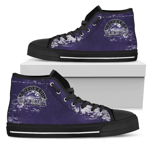 Grunge Vintage Logo Colorado Rockies High Top Shoes