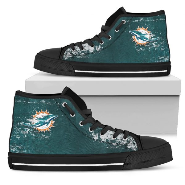 Grunge Vintage Logo Miami Dolphins High Top Shoes