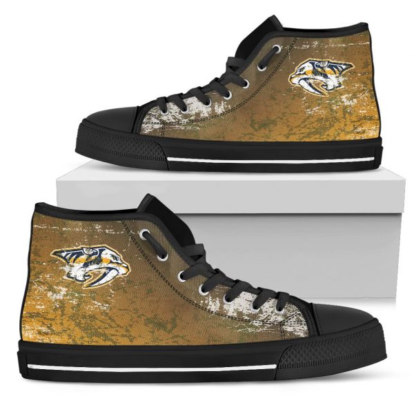 Grunge Vintage Logo Nashville Predators High Top Shoes