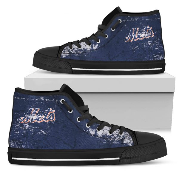 Grunge Vintage Logo New York Mets High Top Shoes