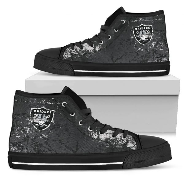 Grunge Vintage Logo Oakland Raiders High Top Shoes