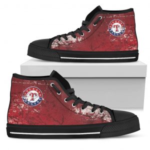Grunge Vintage Logo Texas Rangers High Top Shoes