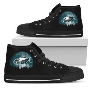 Halloween Orange Moon Mystery Philadelphia Eagles High Top Shoes